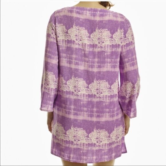 Margaritaville Batik Lace Rayon Purple Tunic Swim Beach Cover-up NWT M Medium - Picture 2 of 4